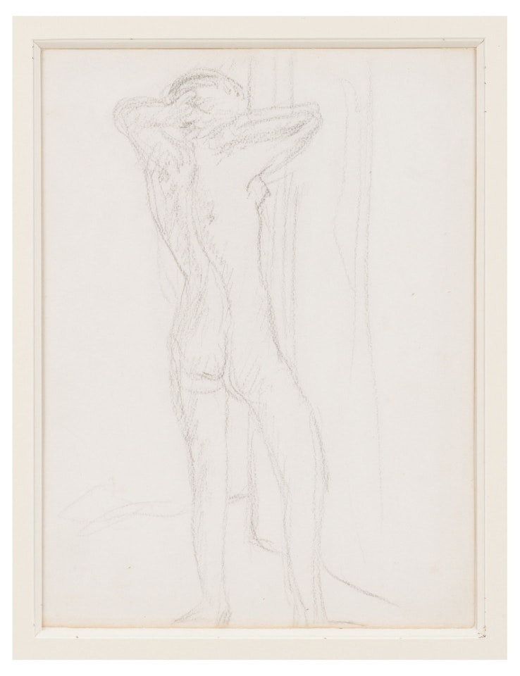 Nude standing from behind combing her hair. by Pierre Bonnard