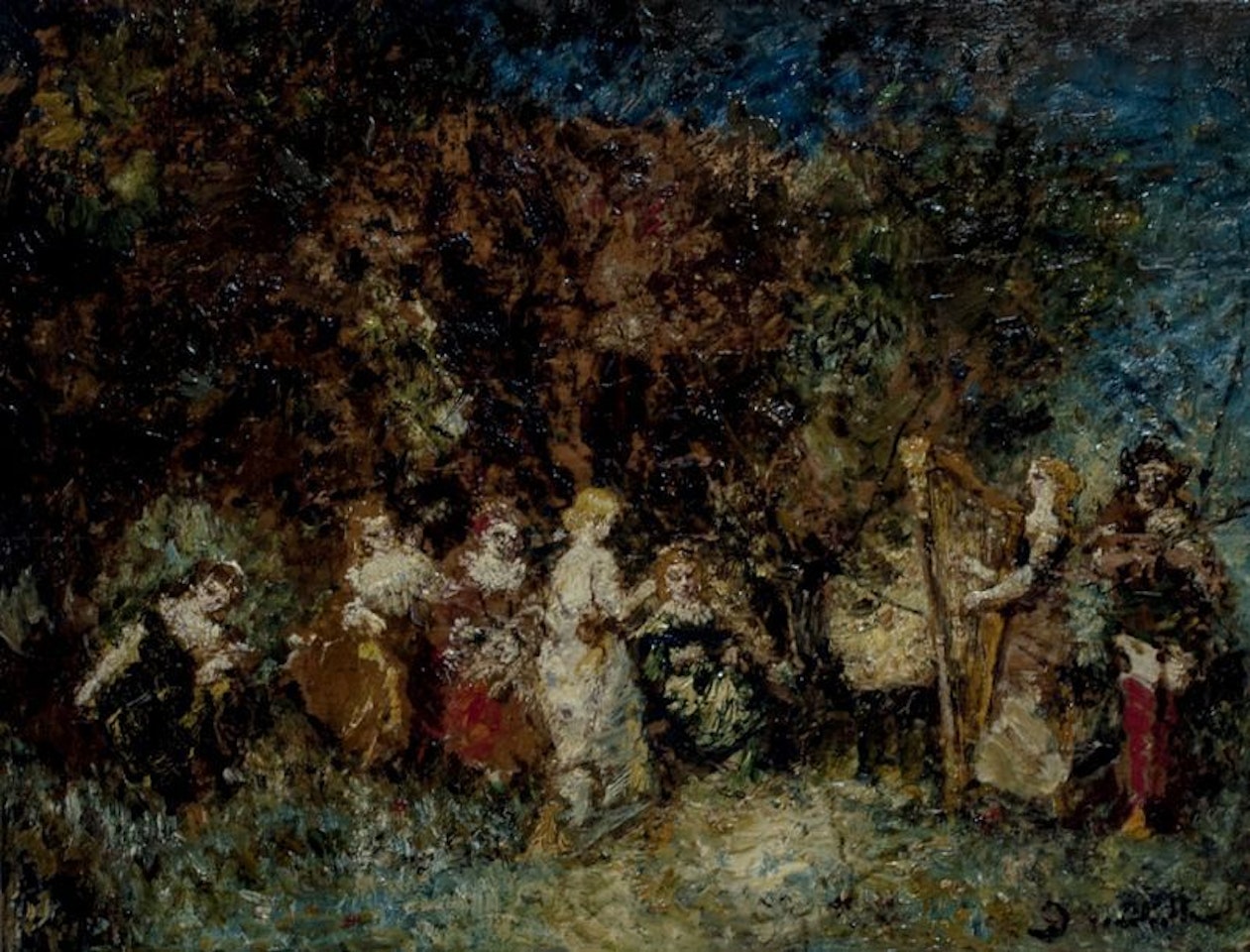 Concert in a park by Adolphe Monticelli