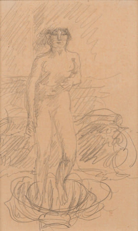 Standing Nude with Tub. by Pierre Bonnard