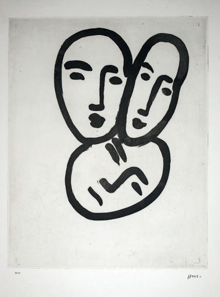 Three heads; To friendship. (Masks of Apollinaire, Matisse and Rouveyre) by Henri Matisse