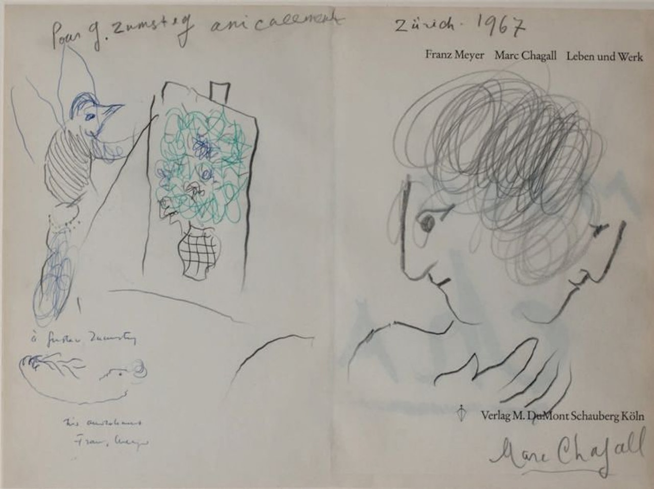 DOUBLE-PROFILE AND PAINTER ROCK by Marc Chagall