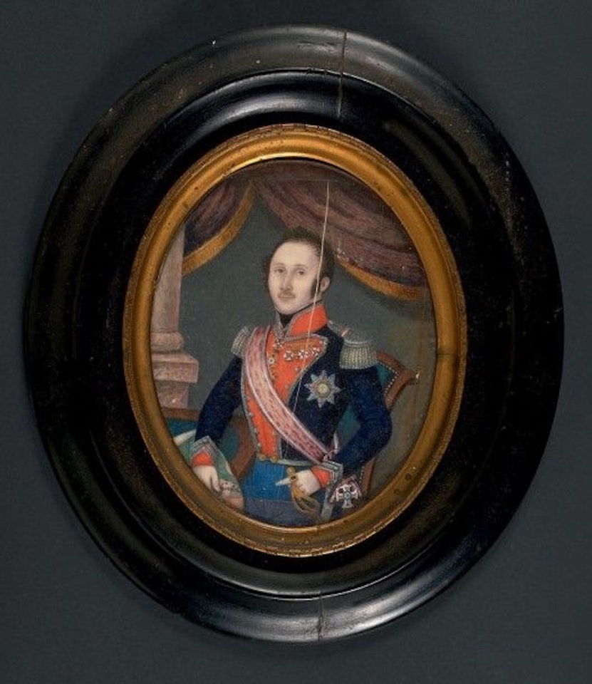 Presumed portrait of Count Léon de GIVAUDAN in uniform and decorations, three-quarter bust to the left by French School