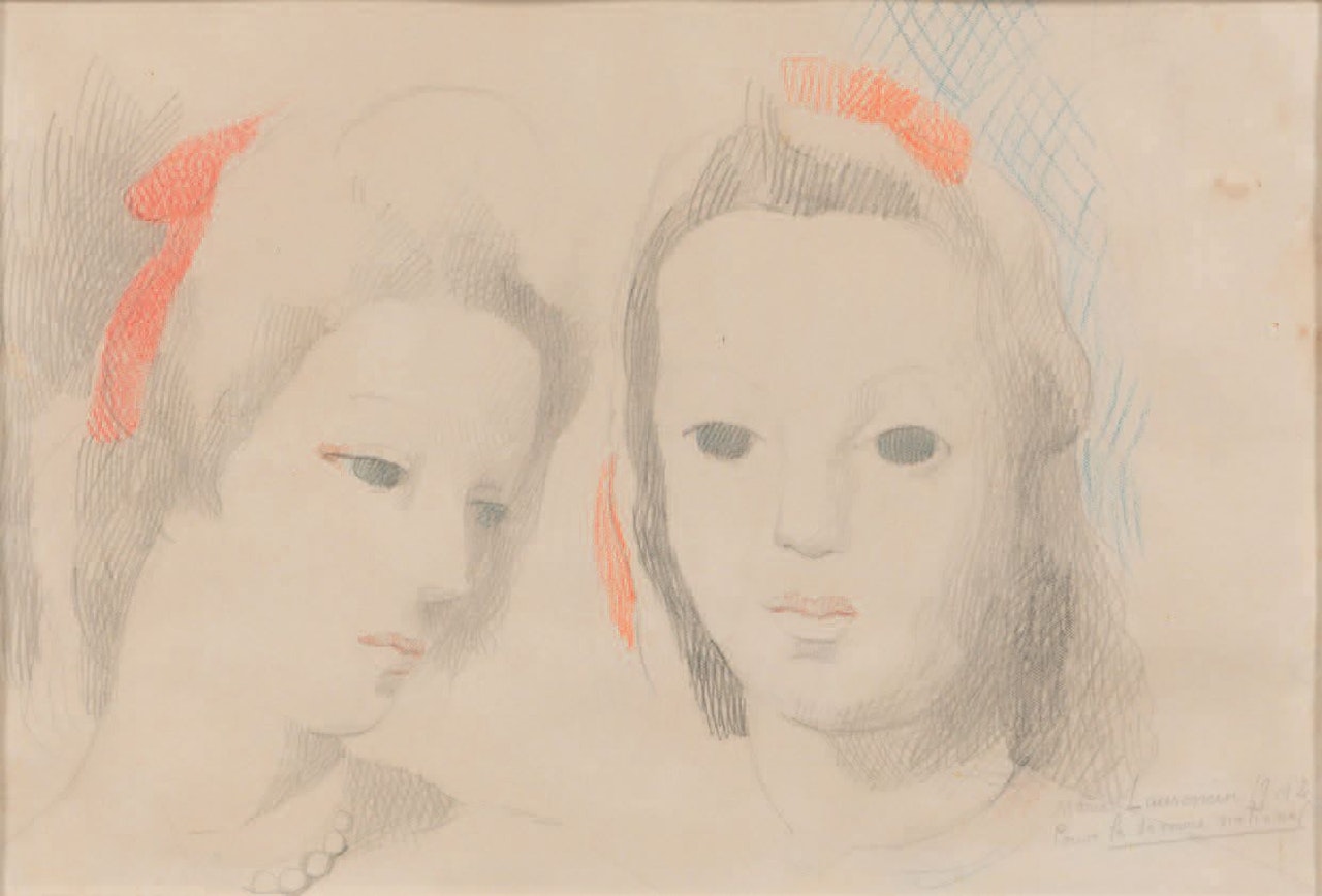 Two women"s heads by Marie Laurencin