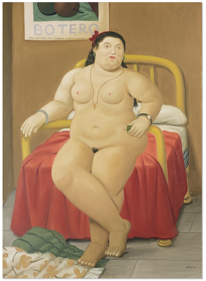 Standing Woman in a Bedroom by Fernando Botero