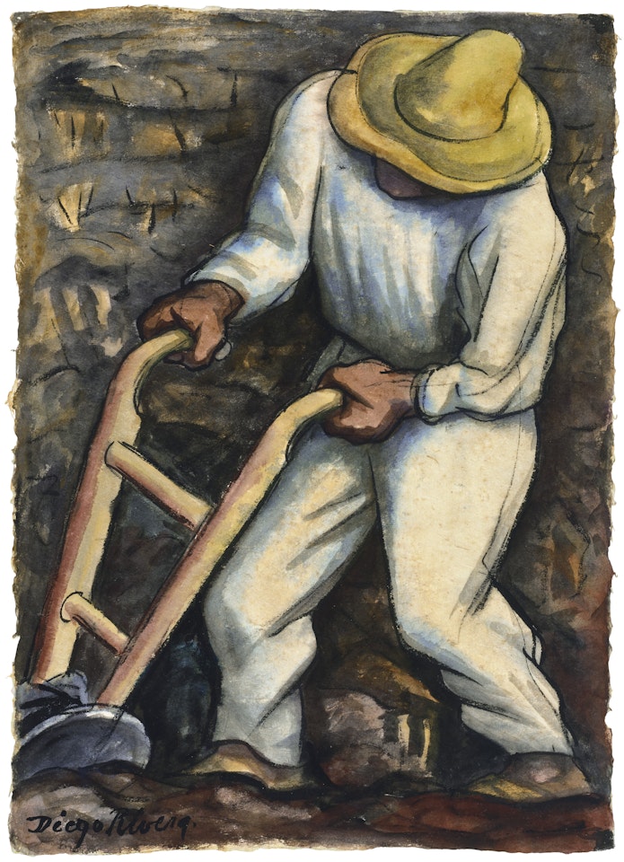 Hombre con carretilla by Diego Rivera