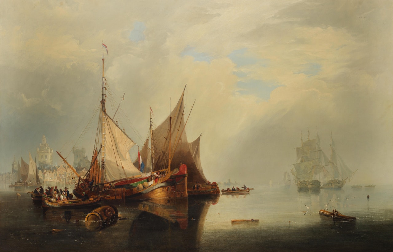 Shipping off a Dutch port town by John Wilson Carmichael