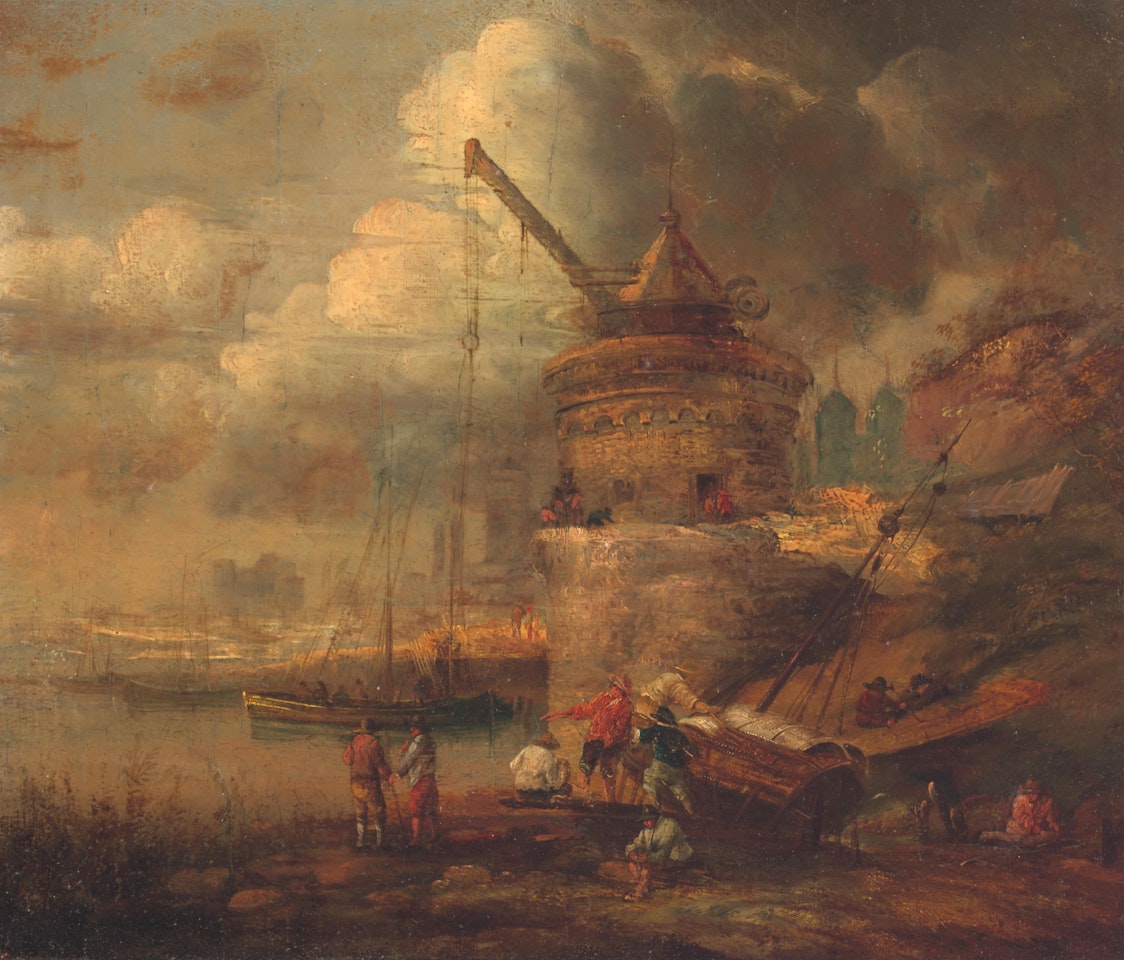 An active shipping pier by Continental School