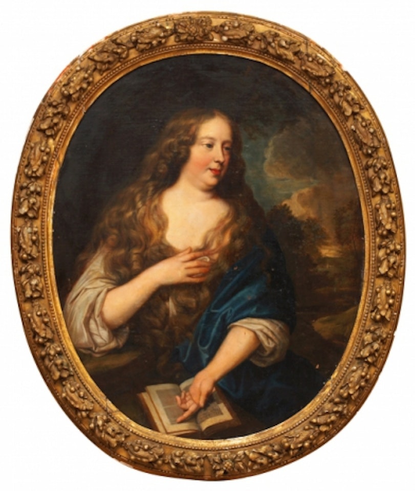 Portrait - waist view of woman with loose hair by Godfrey Kneller