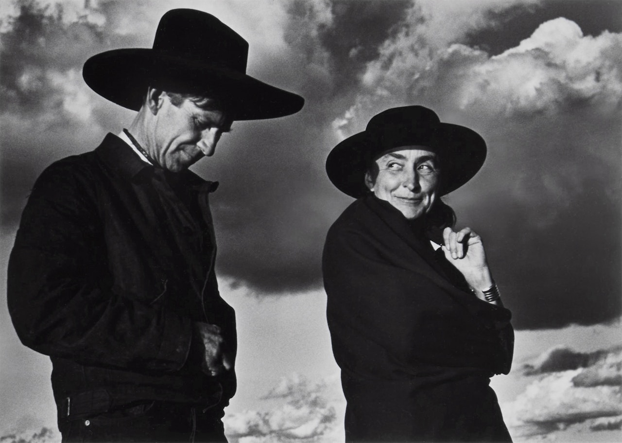 ‘Georgia O"Keeffe and Orville Cox, Canyon de Chelly National Monument, Arizona" by Ansel Adams