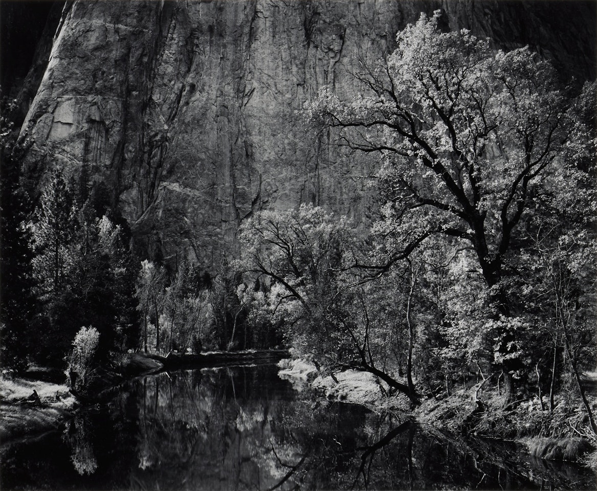 ‘Merced River, Cliffs, Autumn, Yosemite National Park, California" by Ansel Adams
