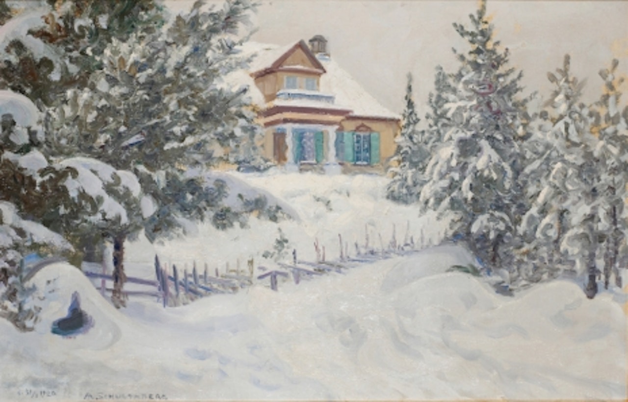 The artist"s own house in winter clothing by Anshelm Schultzberg