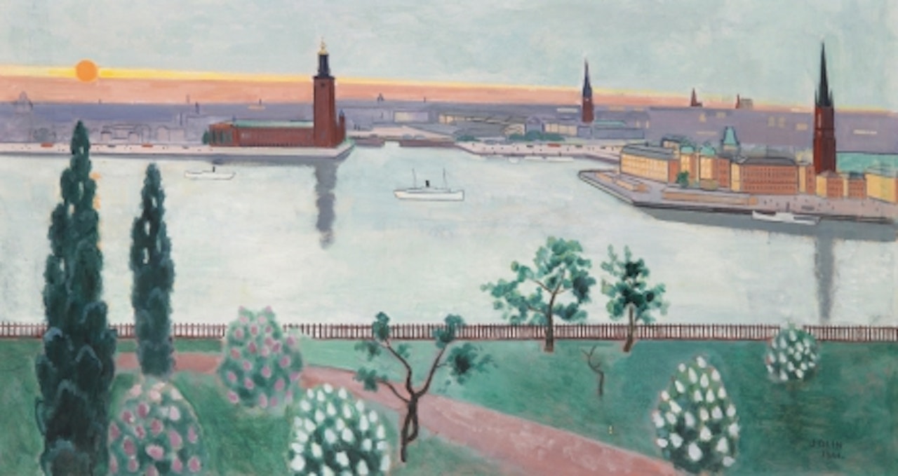 Stockholm - view towards Riddarholmen and City Hall by Einar Jolin