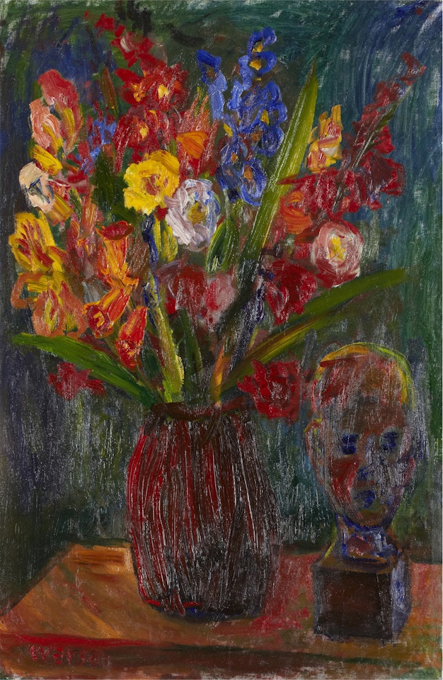 "Flowers" - Still life with flowers in vase and bust by Ivan Ivarson