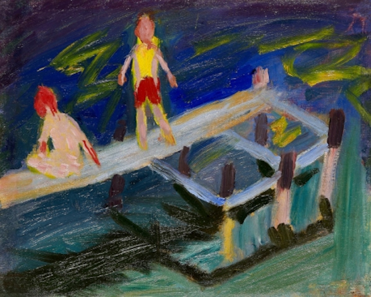 Bathing boys at the jetty by Ragnar Sandberg