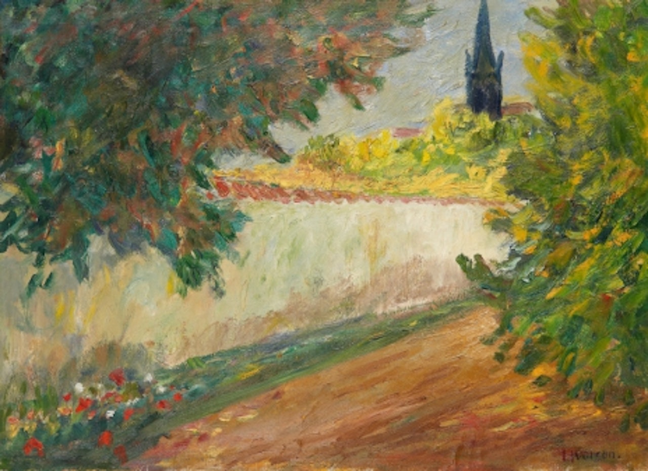 Village road by church by Ivan Ivarson
