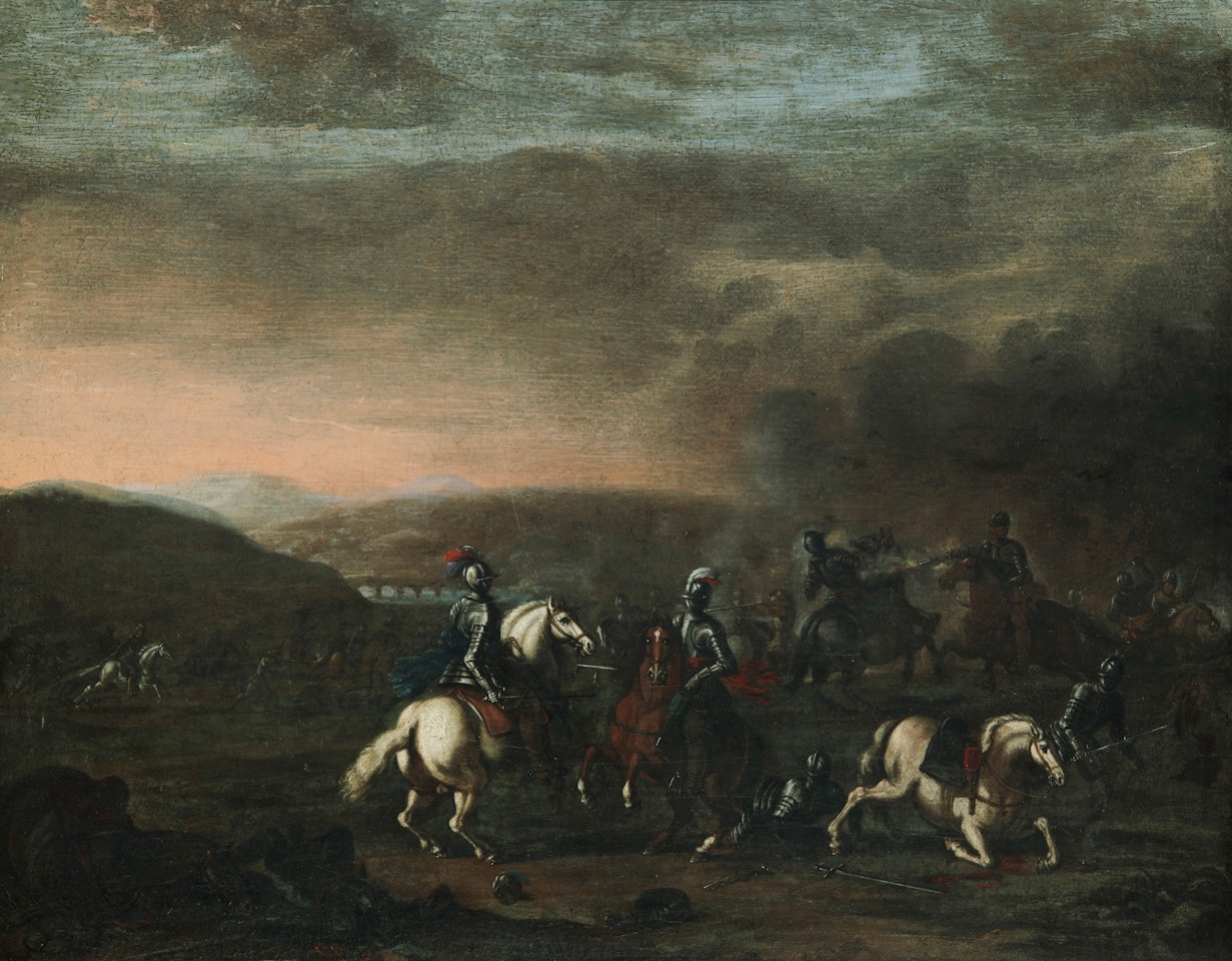 Cavalry battle by German School