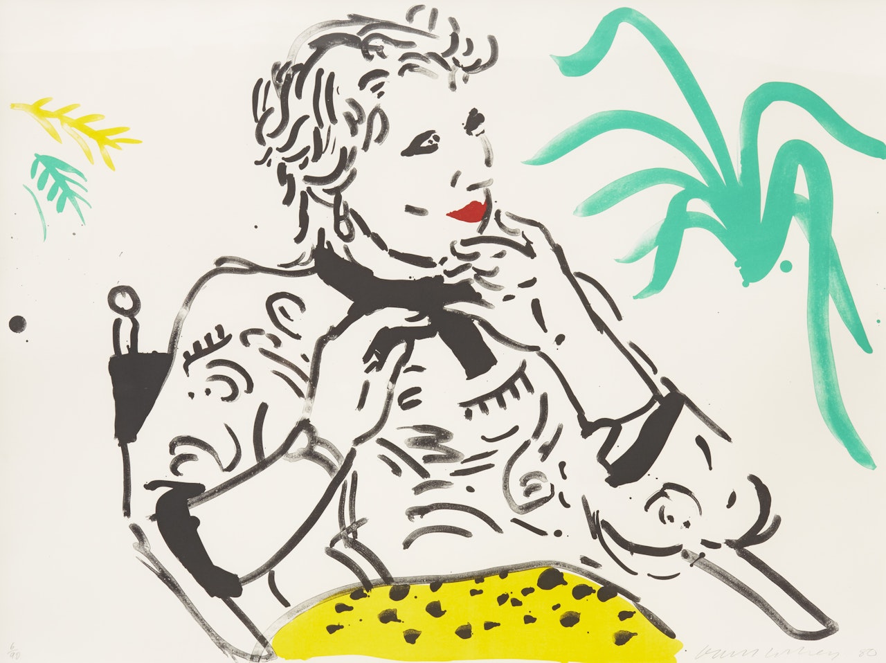 ”Celia with Green Plant” by David Hockney