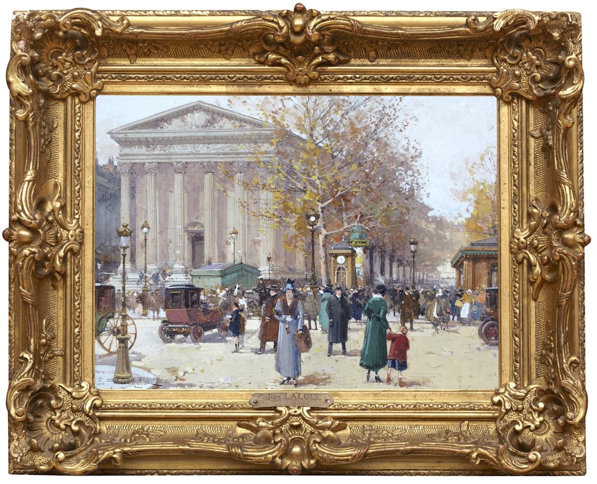 Street scene at La Madeleine, Paris by Eugene Galien-Laloue