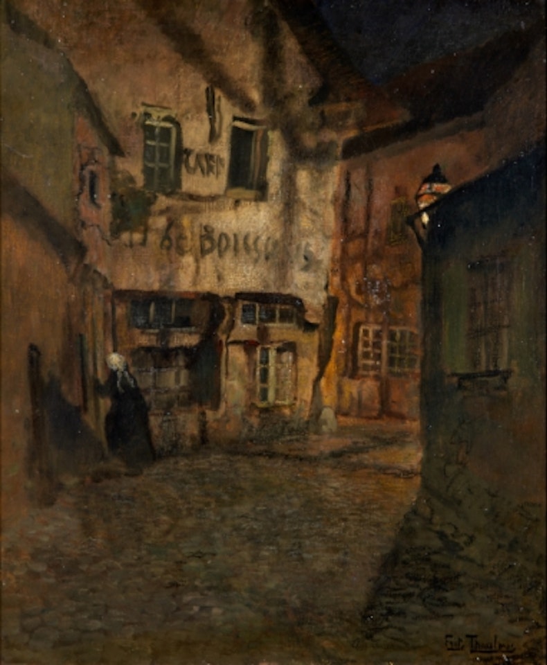 Alley in lantern light - Café de Boissons by Fritz Thaulow