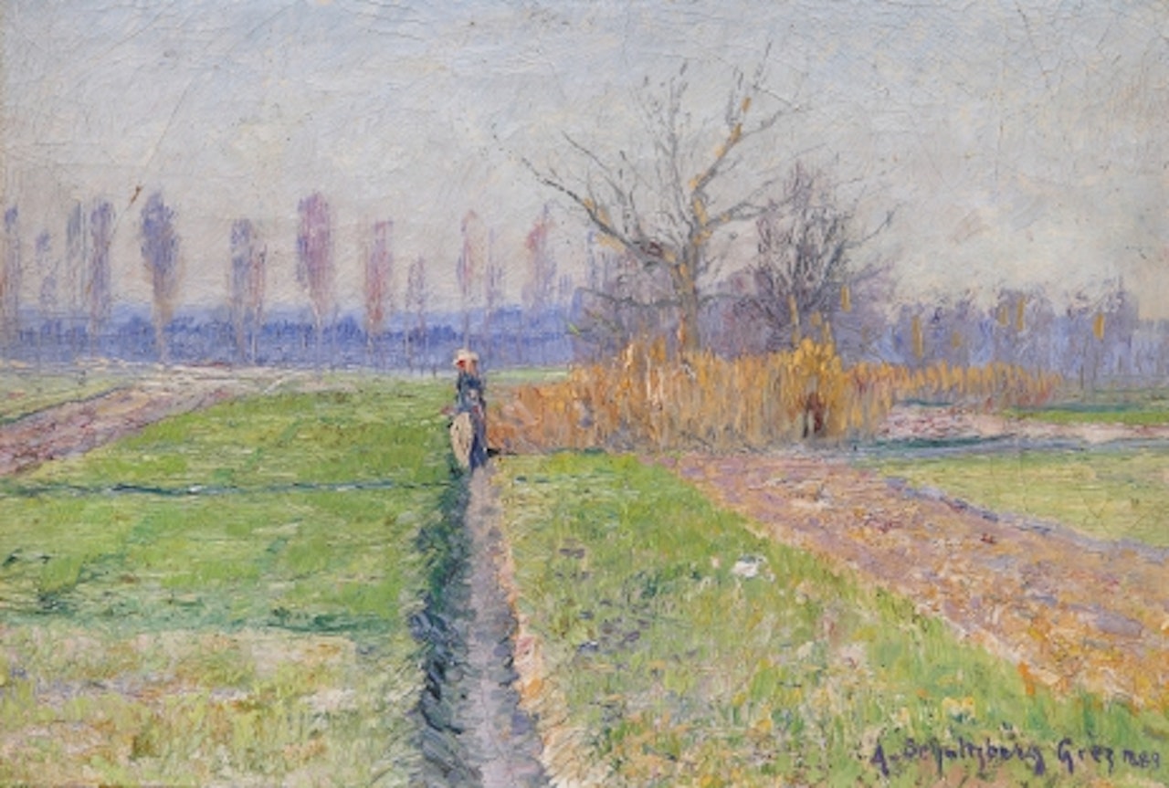 French landscape with figure by Anshelm Schultzberg