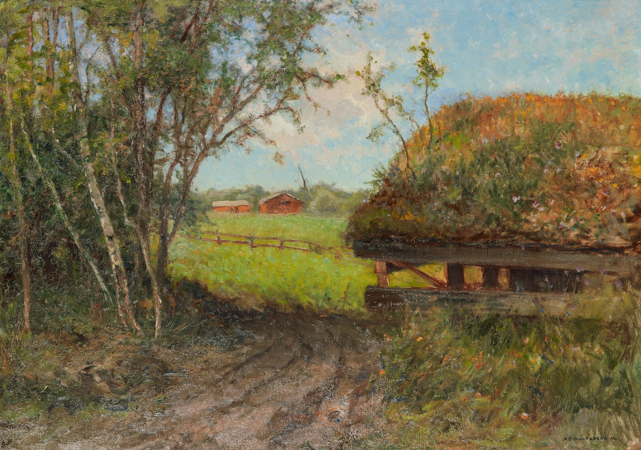 Summer landscape with lider by Anshelm Schultzberg