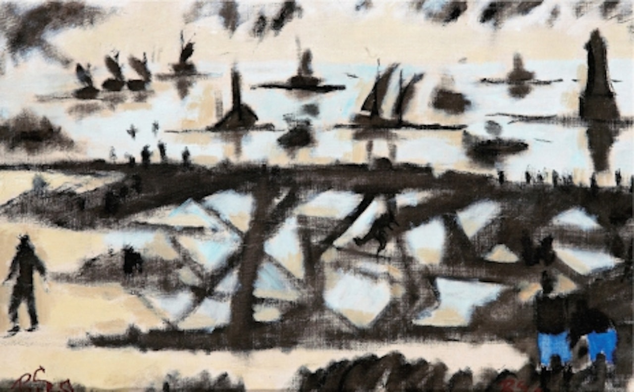 at the harbor by Ragnar Sandberg