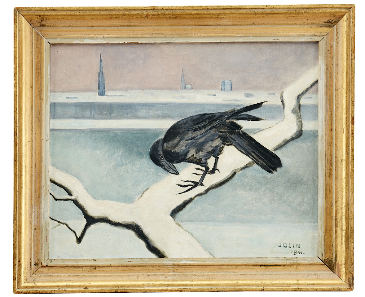 Crow on branch by Einar Jolin