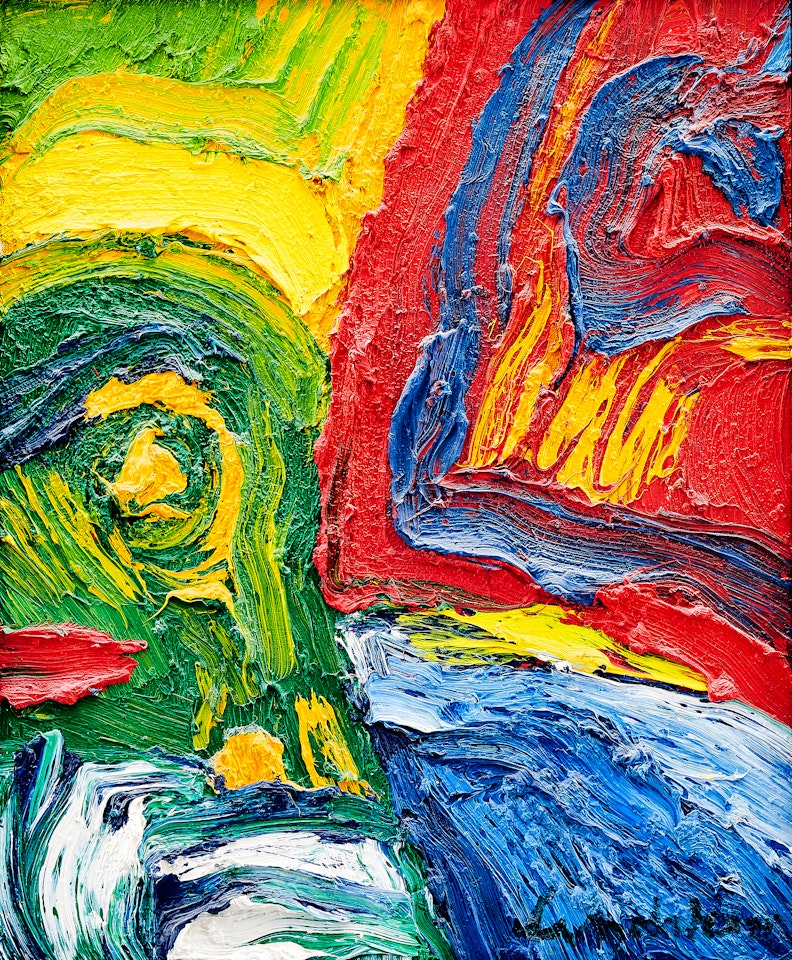Face in red and green by Bengt Lindstrom