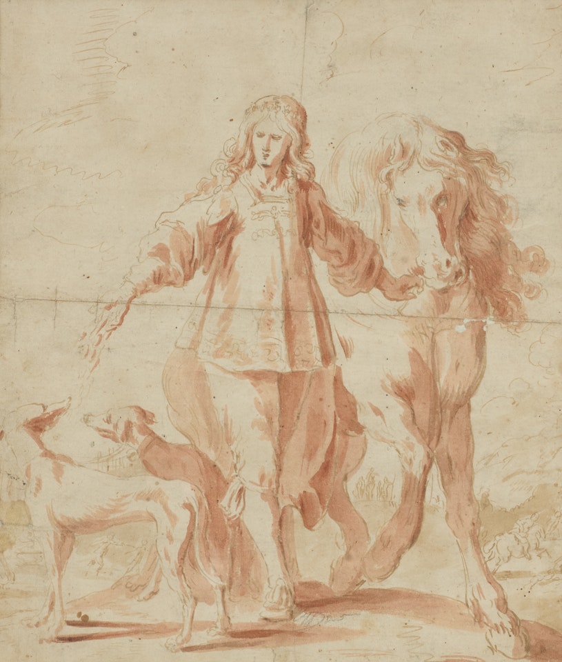 Circle of. Boy with horse and two dogs by Anthony van Dyck