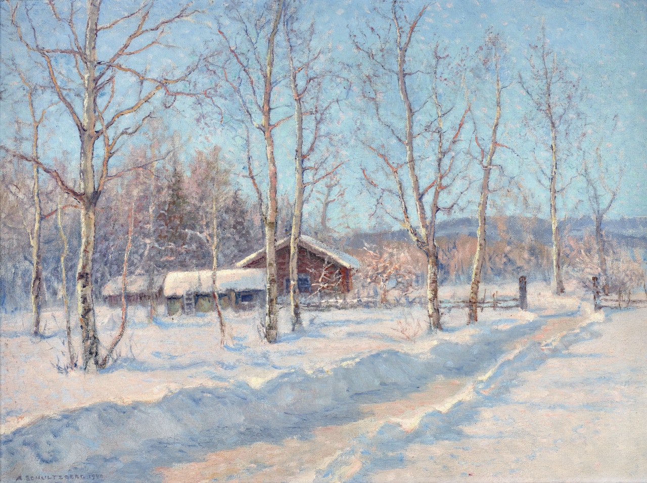 "Winter motif from Tunaslätten (Dalarna)" by Anshelm Schultzberg