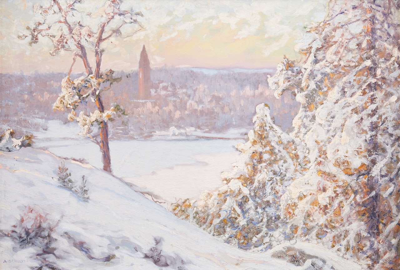 "February evening - motif from Saltsjöbaden" by Anshelm Schultzberg
