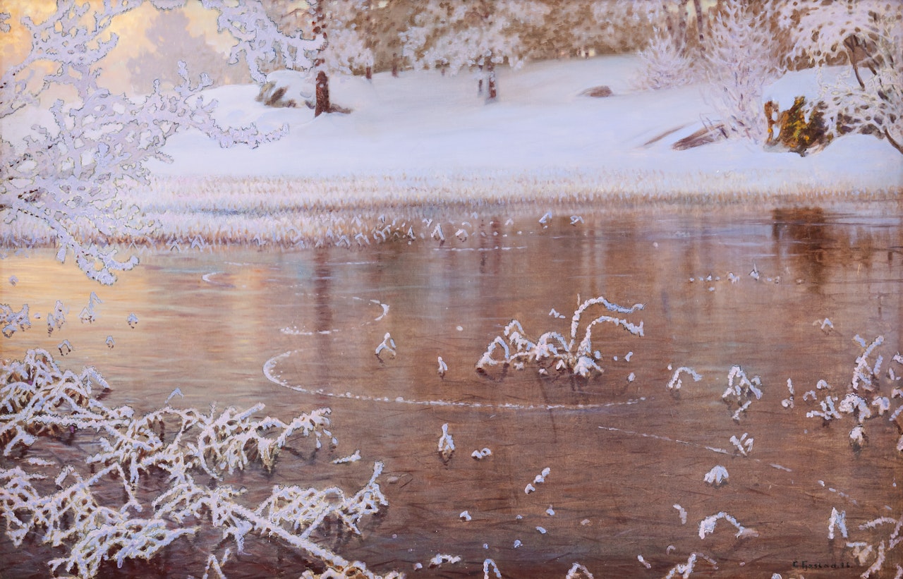 Frozen water by Gustaf Fjaestad