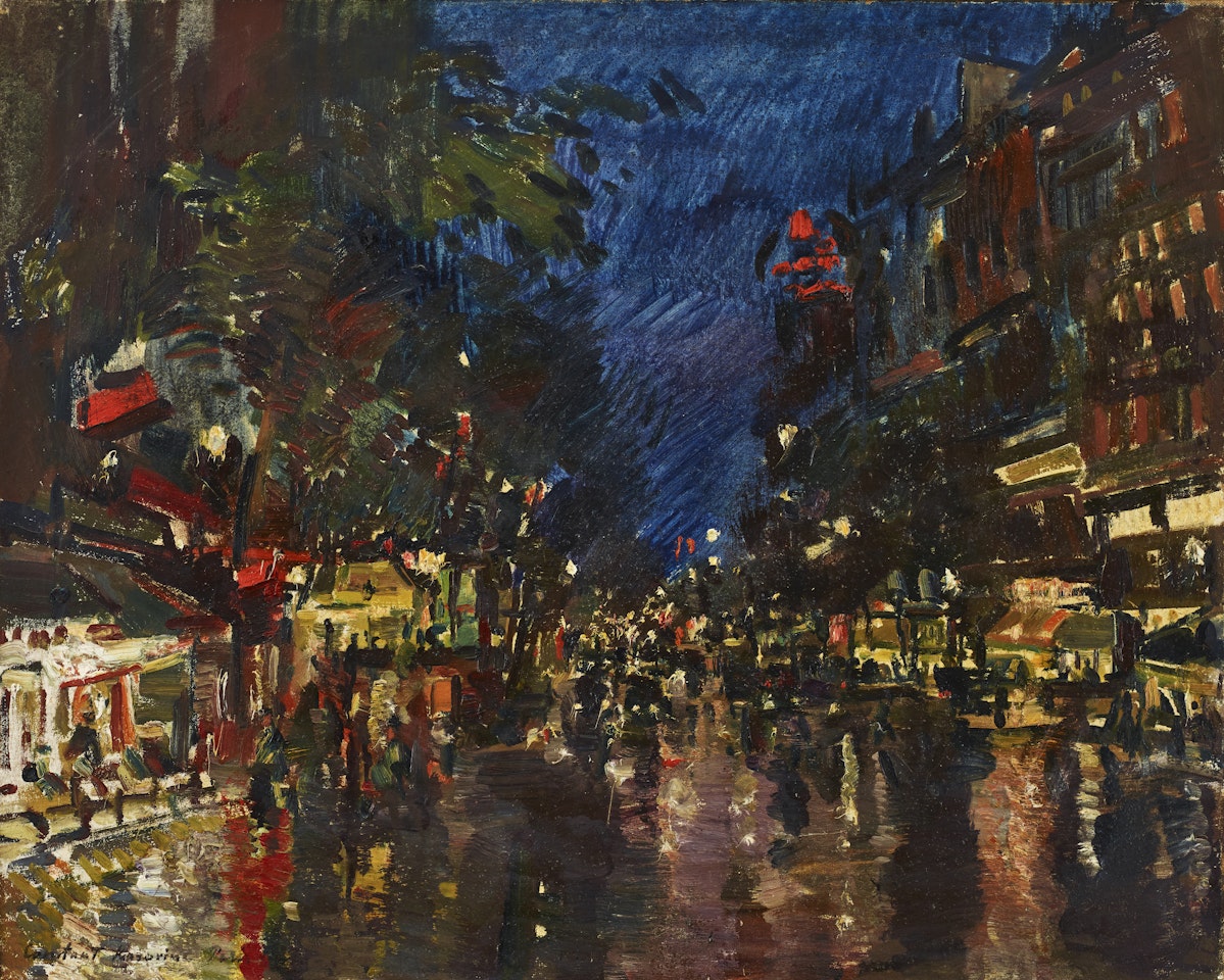 Boulevard Haussmann at night by Konstantin Alekseevich Korovin