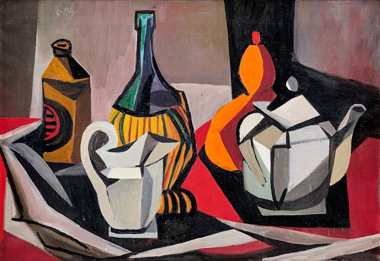 Still life with pitcher, teapot and bottles by Renato Guttuso