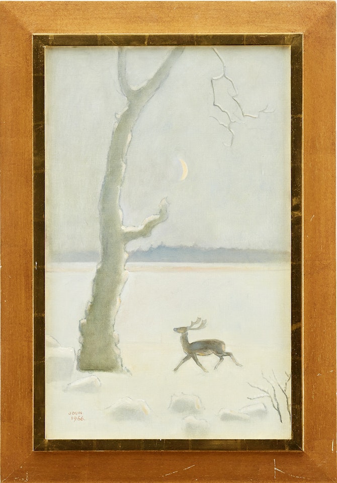 Deer in winter landscape by Einar Jolin