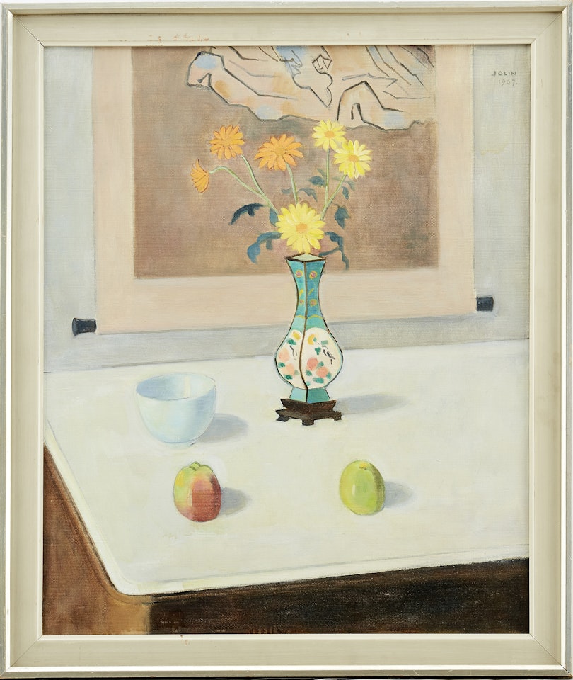 Still life with flowers and apples by Einar Jolin