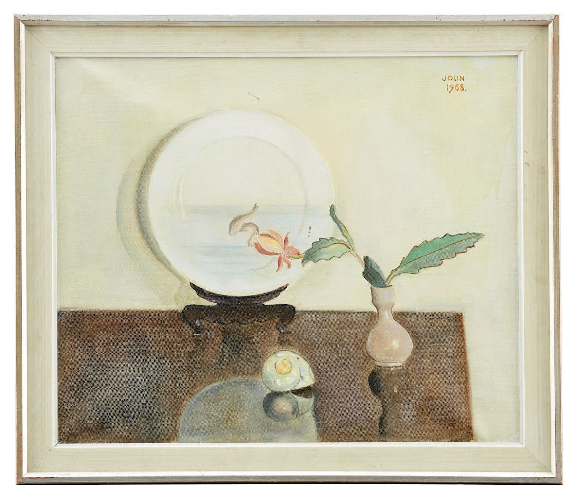 Still life with dish, vase and shell by Einar Jolin