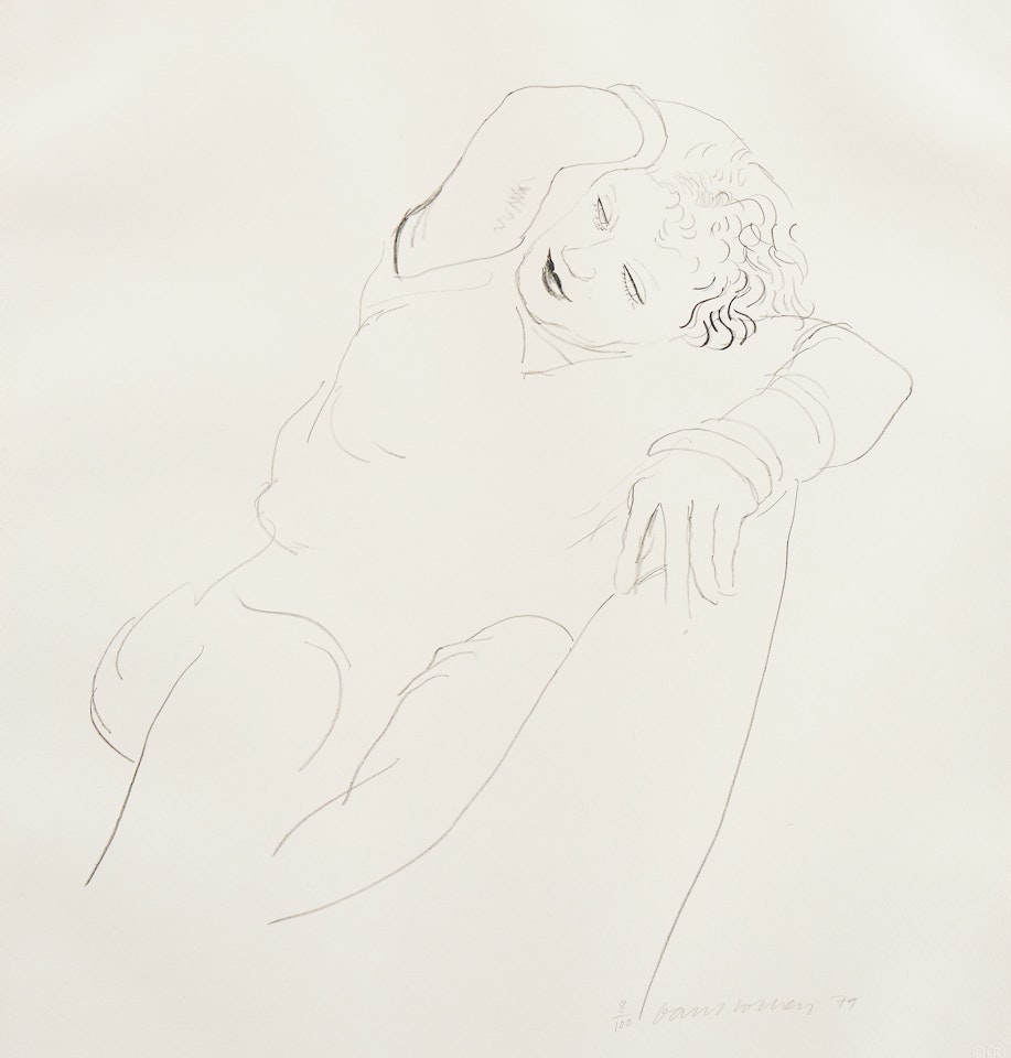 ”Celia Reclining” by David Hockney