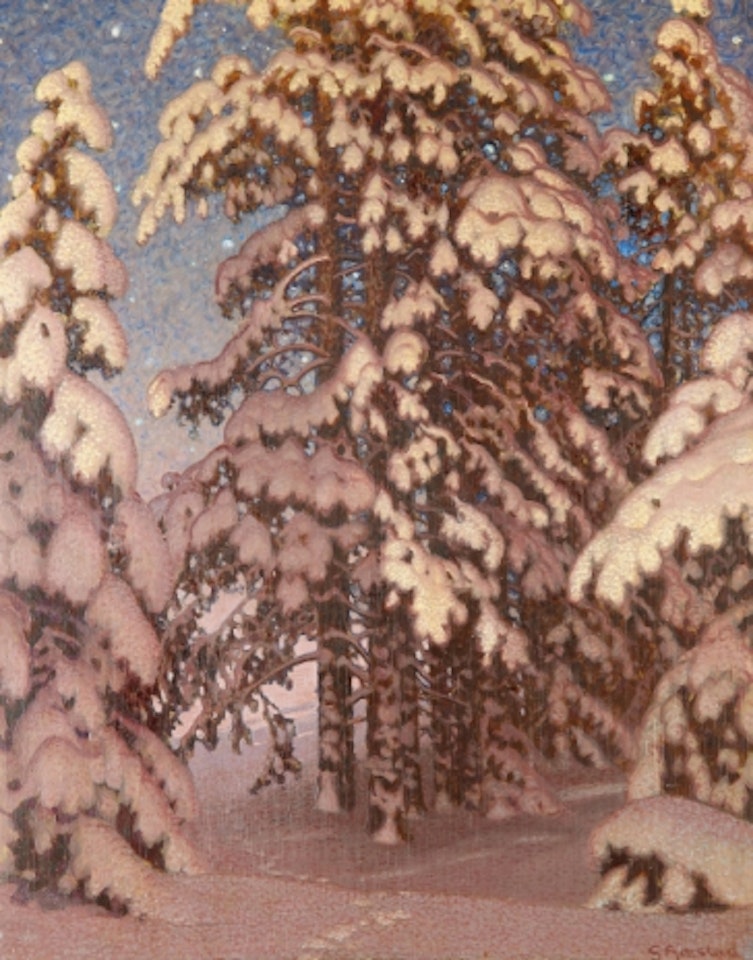 "Winter night in the forest" by Gustaf Fjaestad