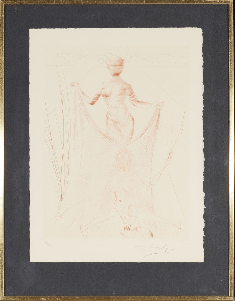 "La femme tenant un voile" from "La Venus aux Forrures" by Salvador Dali