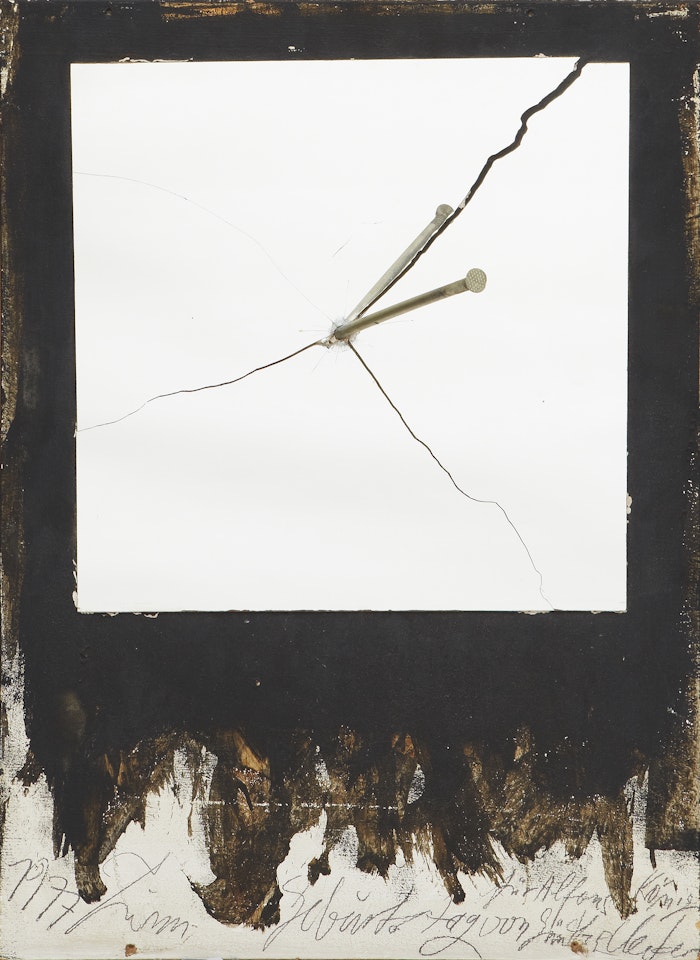 Mirror with nail by Günther Uecker