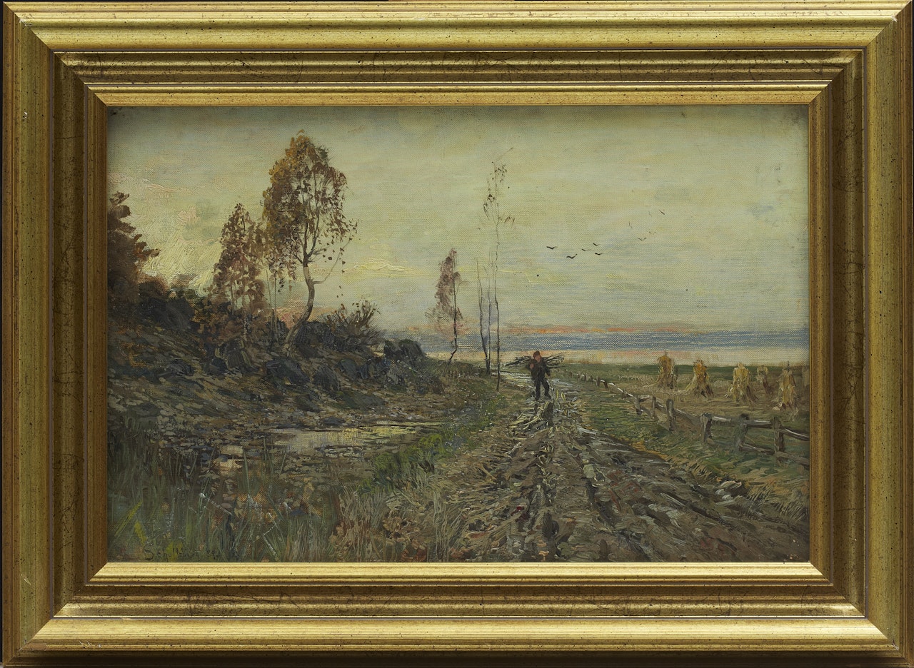 French landscape with rice carriers by Anshelm Schultzberg
