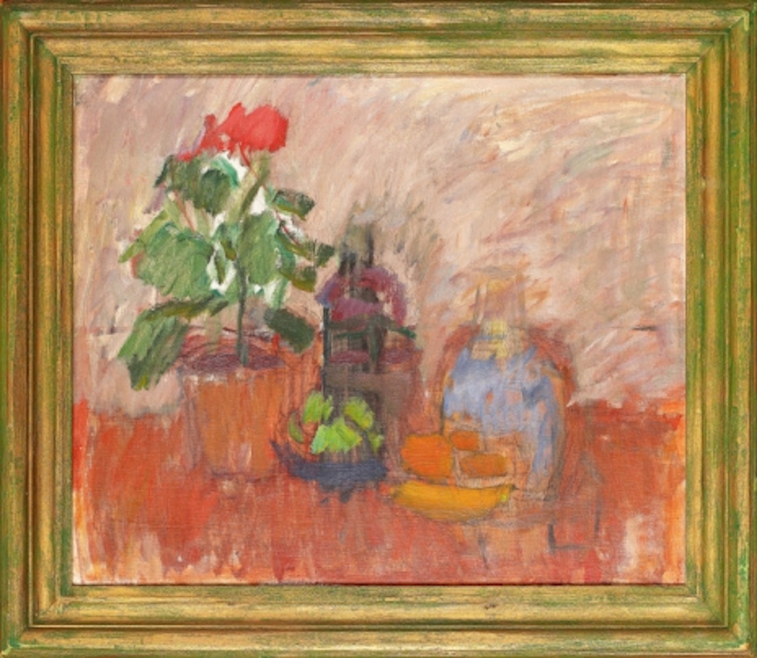 "Geranium" - Still life with flowers and bottles by Carl Kylberg