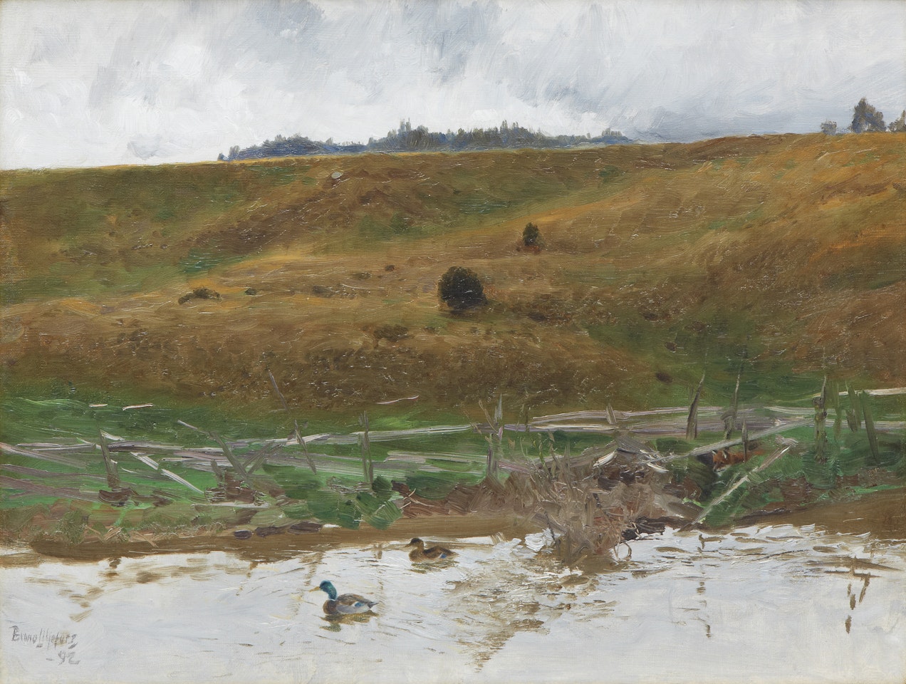 Spring landscape with ducks by Bruno Liljefors