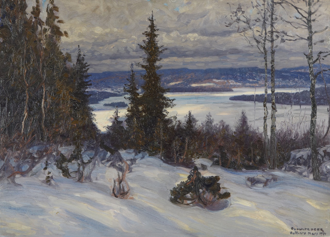 "Grey weather with glimpses of the sun - motif from Halvars near Ludvika, Dalarna" by Anshelm Schultzberg