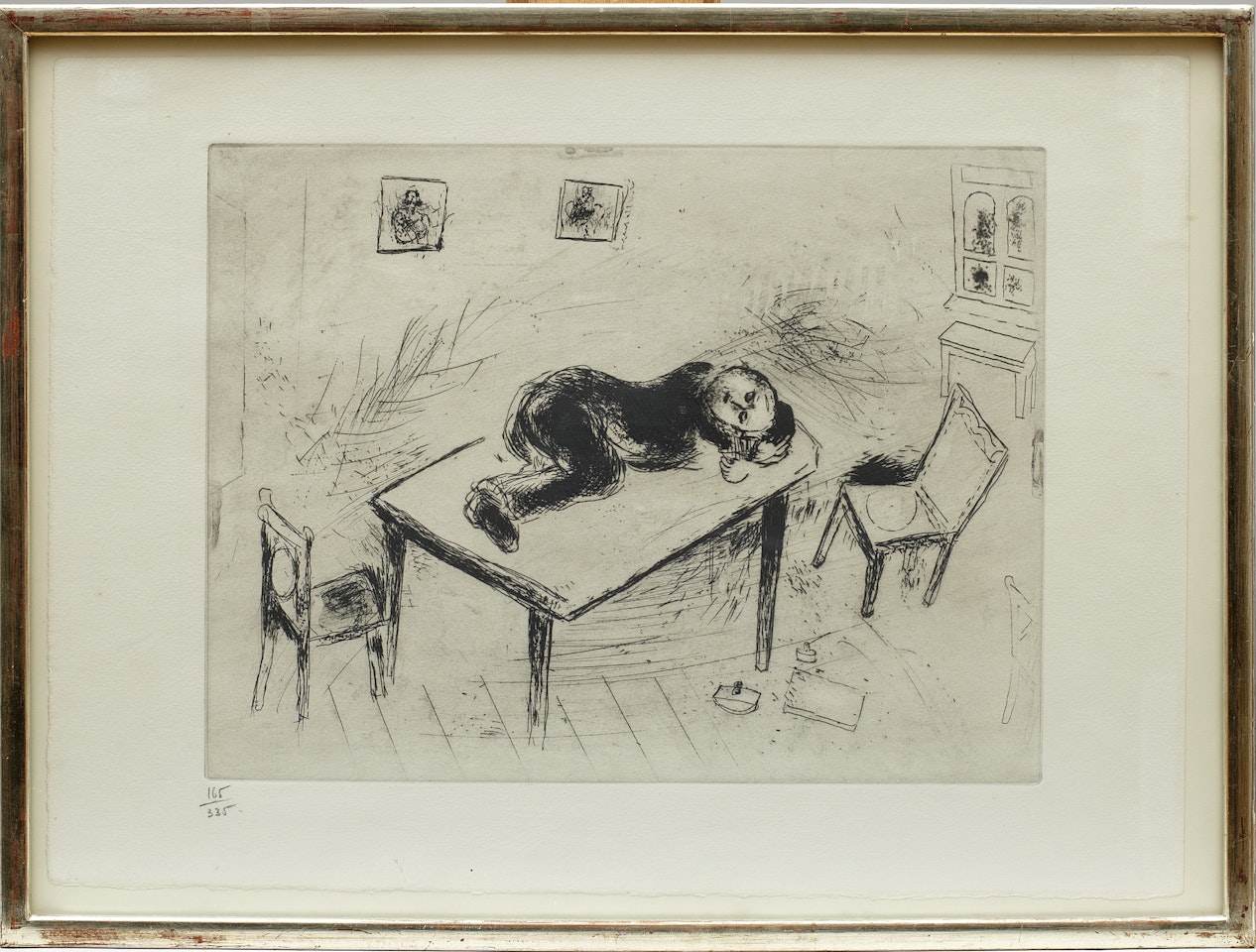 "Thitchikov couchait au bureau" from "Les Âmes mortes" by Marc Chagall
