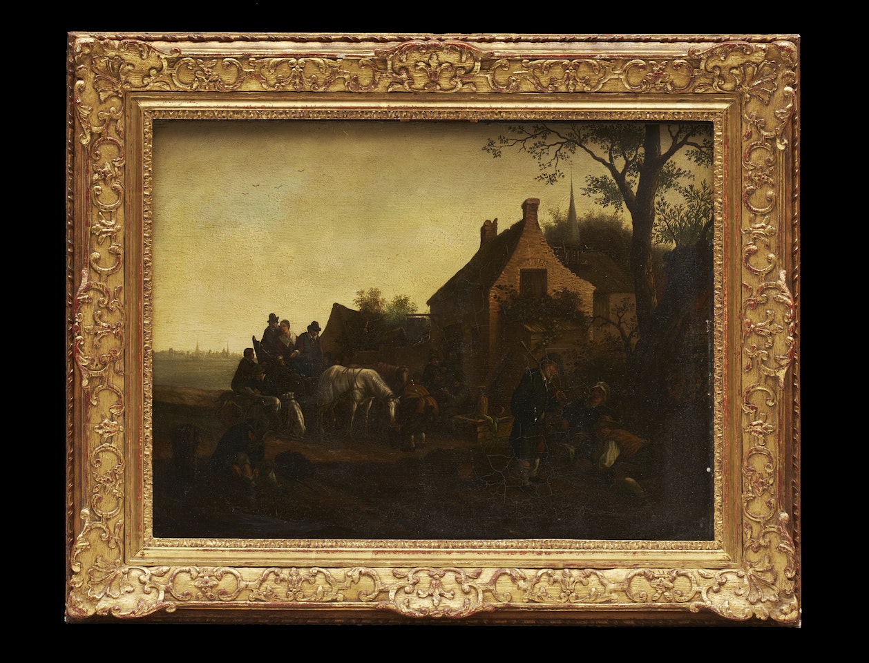 Inn exterior with resting party by Adriaen van Ostade