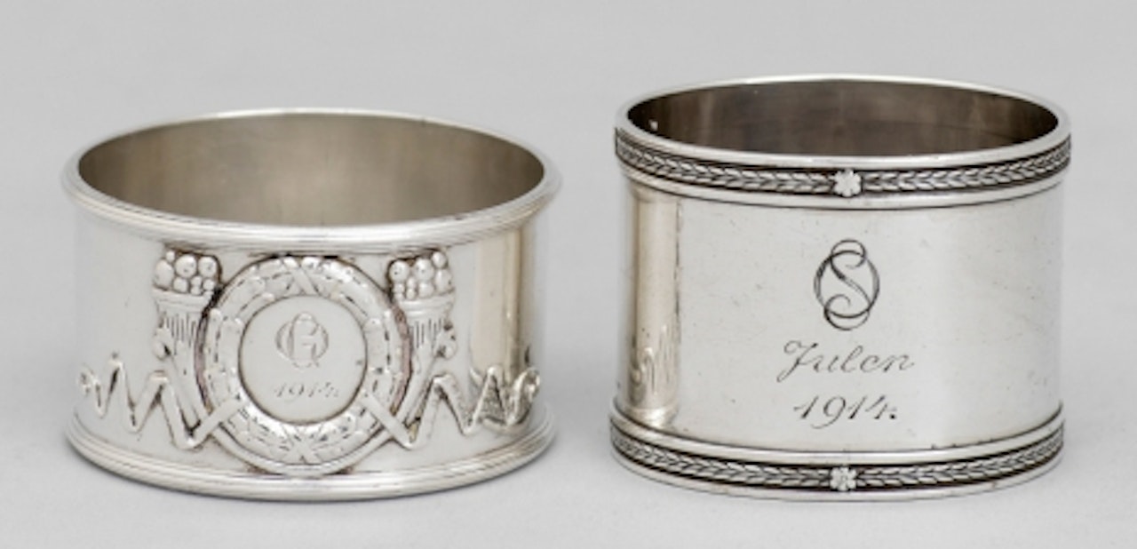 Two Fabergé silver napkin rings by Unknown Jewelry Maker