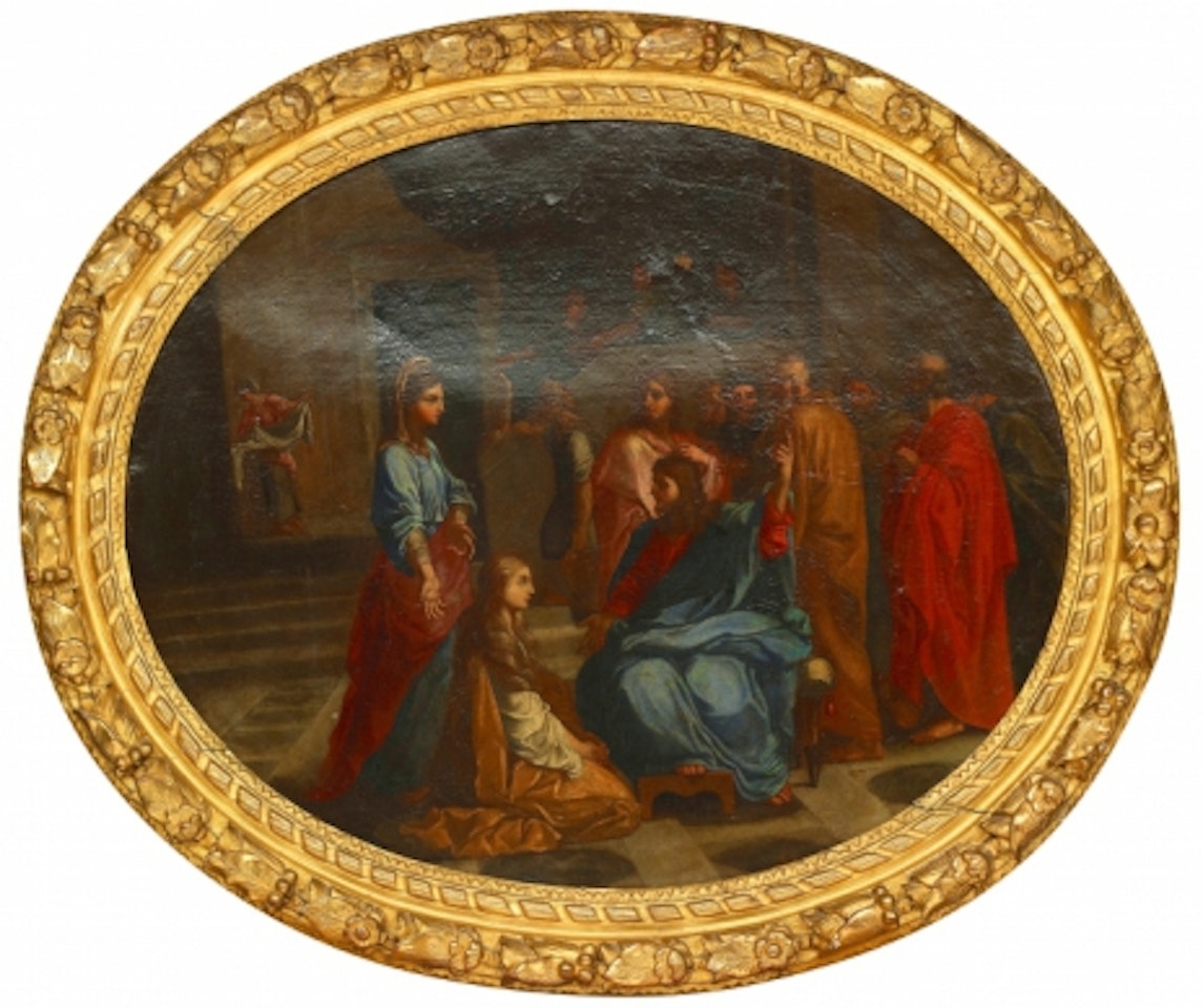 Jesus preaches in the temple by Nicolas Poussin