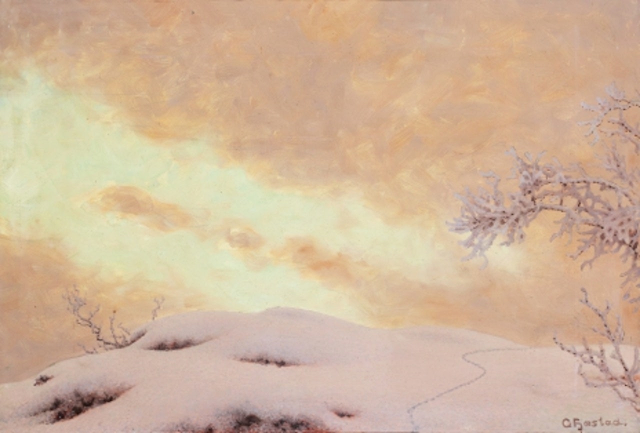 Winter landscape at dusk, Storlien by Gustaf Fjaestad